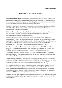 EVIDENTIAL DECISION THEORY - Progetto e