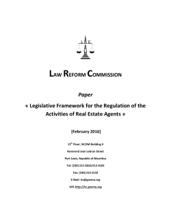 Paper on Legislative Framework for Regulation of Activities of Real