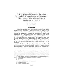 SB 9: A Second Chance for Juveniles Serving Life Without Parole in