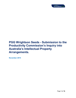 PGG Wrightson Seeds - Productivity Commission