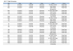 2017 T-Ball Schedule