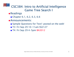 Intro to Artificial Intelligence Game Tree Search I