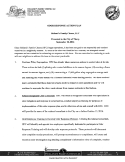 ODOR RESPONSE ACTION PLAN Holland`s Family