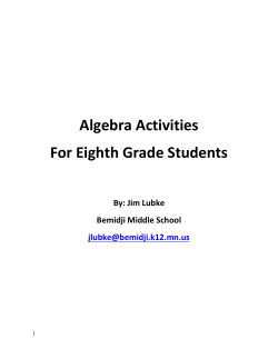 Algebra Activities - Bemidji State University
