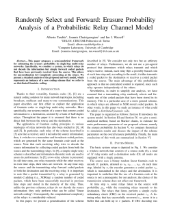 Randomly Select and Forward: Erasure Probability Analysis of a