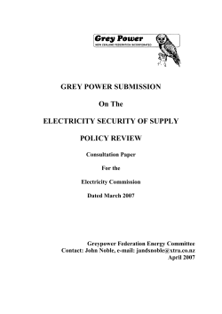 GREY POWER SUBMISSION On The ELECTRICITY SECURITY OF