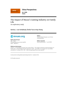 The Impact of Macao`s Gaming Industry on Family Life