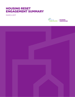 Housing Reset Engagement Summary | Housing Vancouver Strategy