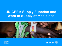 UNICEF`s Supply Function and Work in Supply of Medicines