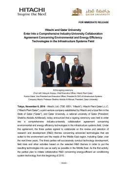 Hitachi and Qatar University Enter Into a Comprehensive Industry