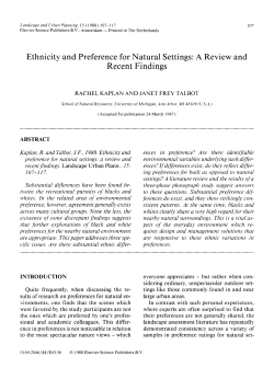 Ethnicity and Preference for Natural Settings: A Review