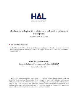 Mechanical alloying in a planetary ball mill : kinematic