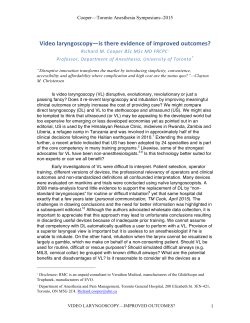 : Video laryngoscopy-is there evidence of improved
