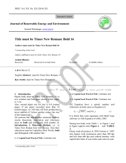 JREE: Vol. XX, No. XX (2014) XX Title must be Times New Romanc