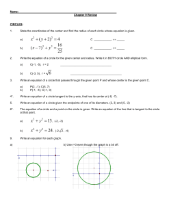 CIRCLES AND ELLIPSES REVIEW PROBLEMS
