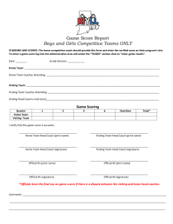 Game Score Report Boys and Girls Competitive Teams ONLY