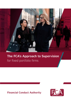 The FCA`s Approach to Supervision for fixed portfolio firms