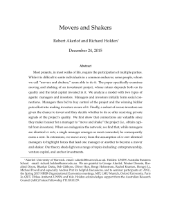 Movers and Shakers - University of Warwick