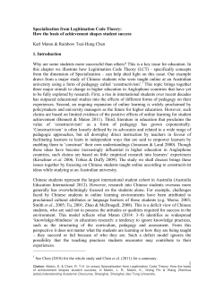 1 Specialization from Legitimation Code Theory: How the basis of