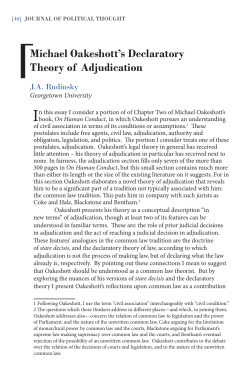 Michael Oakeshott`s Declaratory Theory of Adjudication