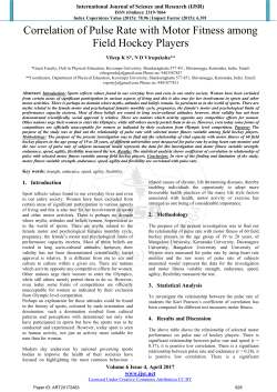 Correlation of Pulse Rate with Motor Fitness among Field Hockey