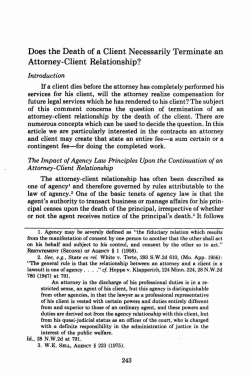 Does the Death of a Client Necessarily Terminate an Attorney