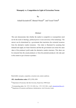 Monopoly vs. Competition in Light of Extraction Norm