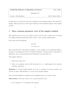 Lecture 14 1 More common geometric view of the simplex method