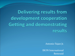 Delivering results from development cooperation Getting and
