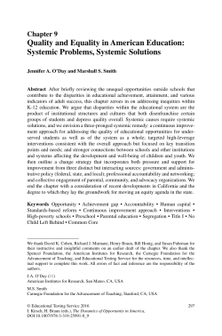 Systemic Problems, Systemic Solutions