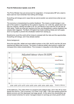 Post EU Referendum Update June 2016 The Prime Minister has just