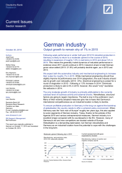 German industry: Output growth to remain shy of 1% in 2015