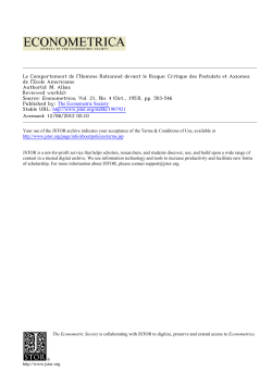 Le Comportement de l`Homme Rationnel devant le Risque: Critique