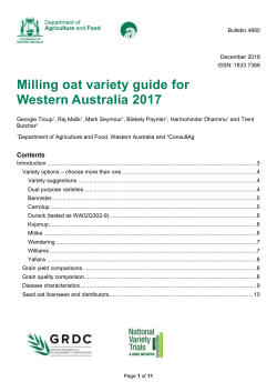 Milling oat variety guide for Western Australia 2017