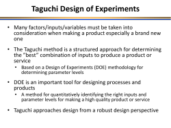 Design of experiments via Taguchi methods