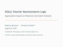 ESSLLI Tutorial: Nonmonotonic Logic - Approaches