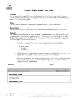 Supplier Performance Evaluation