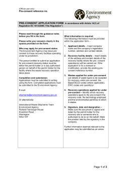 LIT 9158 Application for Approval of Pre-consent Recovery