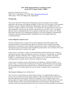 Human Behavior as Rational Action Spring 2013