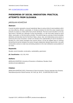 phenomena of social innovation: practical attempts from slovakia