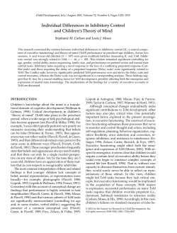 Individual Differences in Inhibitory Control and Children`s Theory of