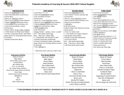 2016-17 School Supply List K-8 - Palmetto Academy of Learning