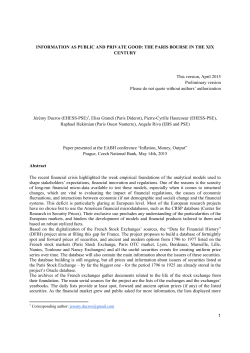 1 INFORMATION AS PUBLIC AND PRIVATE GOOD: THE PARIS