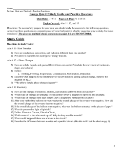 Energy Quiz # 2 Study Guide and Practice Questions