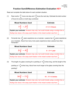 Fraction Sum-Difference Estimation Evaluation KEY