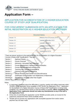 Application for accreditation of a higher education course