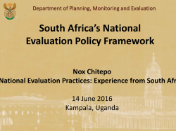 SouthAfrica &ndash; Evaluation Week Uganda 13 to 17 June Nox Chitepo
