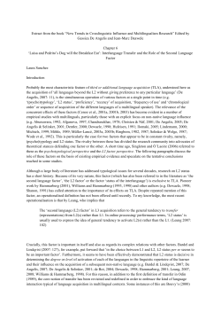 Extract from the book &ldquo;New Trends in Crosslinguistic Influence and