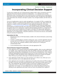 Incorporating Clinical Decision Support