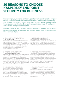 10 Reasons to Choose Kaspersky Endpoint